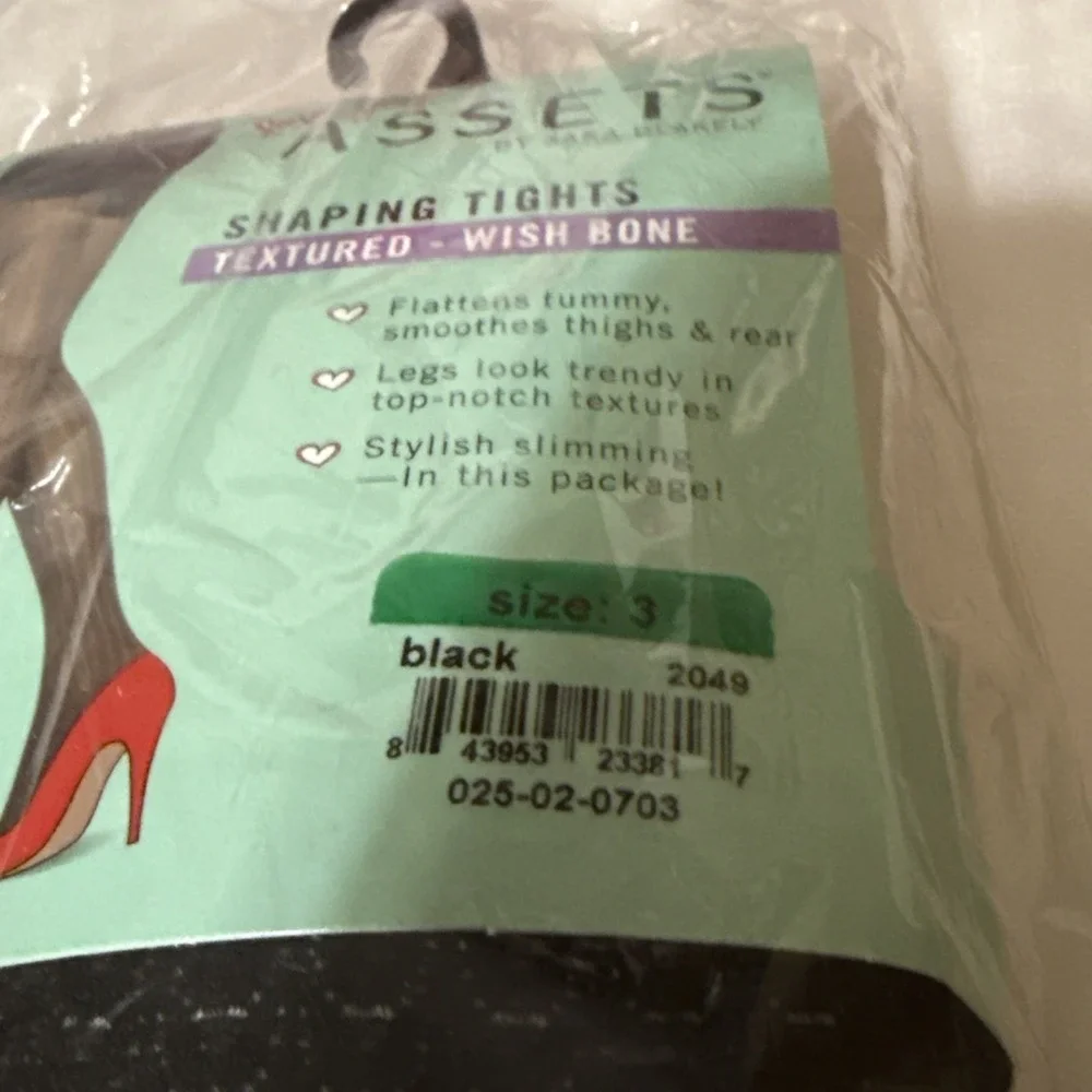 Lot of 5 Assets Sara Blakely Shaping Tights Size 3 Black Wishbone Diamond NIP